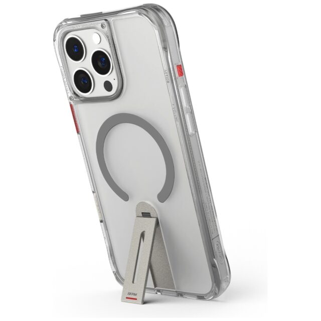 Case Skinarma Helix for iPhone 16 Pro Magnetic Charging 360 Rotating Stand titanium - imagine 2