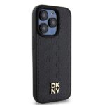 DKNY DKHMP15LPSHRPSK iPhone 15 Pro 6.1 inch black hardcase Leather Pattern Monogram Metal Logo MagSa - imagine 4