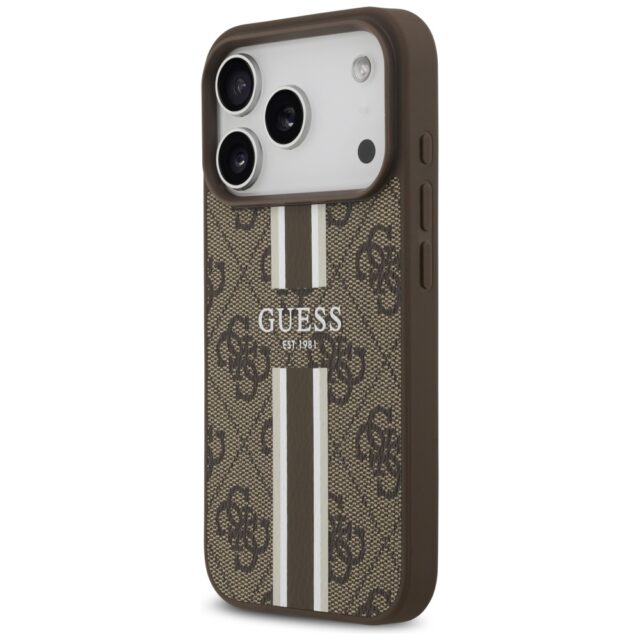 Case Guess 4G Printed Stripes MagSafe for iPhone 17 Pro brown - imagine 2