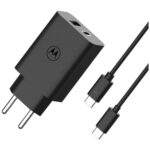 Charger wall Motorola TurboPower 50W Dual USB-C/USB-A with cable USB-C 1m black - imagine 2