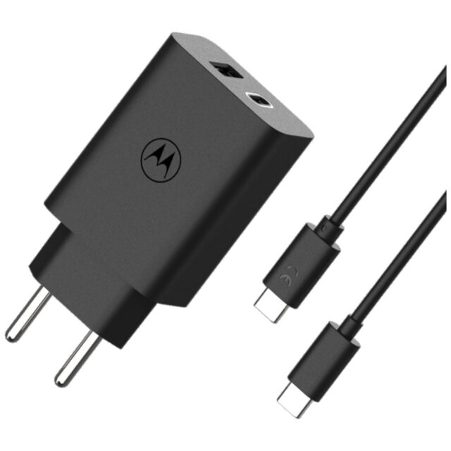 Charger wall Motorola TurboPower 50W Dual USB-C/USB-A with cable USB-C 1m black - imagine 2