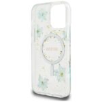 Case Guess Resin Flowers Glitter MagSafe for iPhone 16 Pro Max turquoise - imagine 7