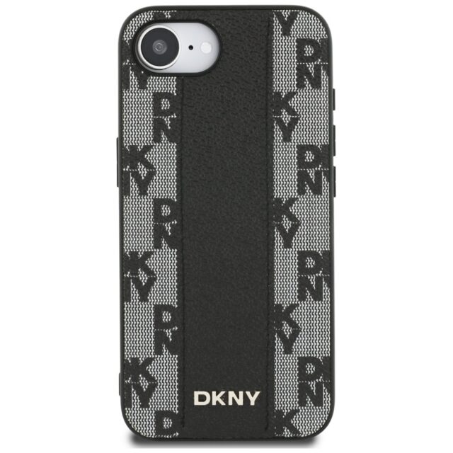 Case DKNY Leather Checkered Mono Pattern MagSafe for iPhone 16e black - imagine 3