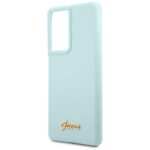 Guess GUHCS21LLSLMGLB S21 Ultra G998 blue hardcase Silicone Script Metal Logo - imagine 4