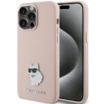 Karl Lagerfeld KLHCP15LSMHCNPP iPhone 15 Pro 6.1" pink Silicone Choupette Metal Pin