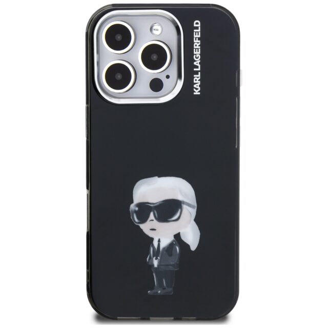 Case Karl Lagerfeld IML Aquarelle Karl   & Logo MagSafe for iPhone 16 Pro Max black - imagine 3