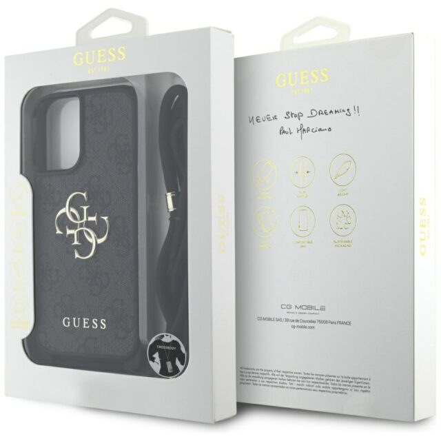 Case Guess 4G Big Logo Cord Stap Crossbody for iPhone 16 Plus black - imagine 7