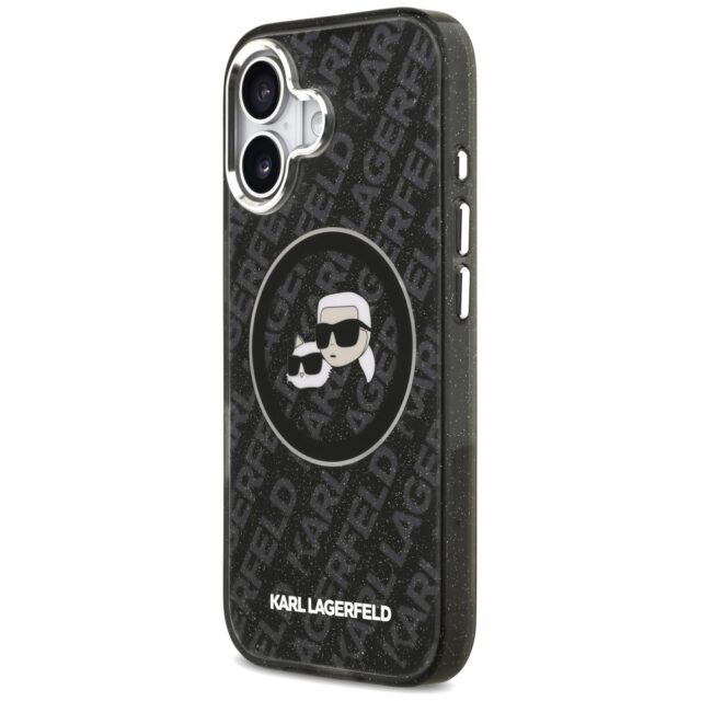 Case Karl Lagerfeld IML Glitter Karl &   Choupette Heads Logo MagSafe for iPhone 17 black - imagine 2