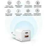 USAMS wall charger 1xUSB+1xUSB-C PD 30W 3A (only head) PD3.0 Fast Charging black X-ron Series CC187T - imagine 7