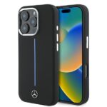 Mercedes MEHMP16X23SUMBK iPhone 16 Pro Max 6.9" black hardcase Silicone Blue Stripe MagSafe