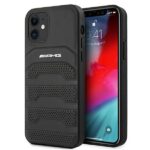 AMG AMHCP12SGSEBK iPhone 12 mini 5,4" black hardcase Leather Debossed Lines