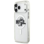 Karl Lagerfeld IML Glitter Karl & Choupette Sketch Logo MagSafe Case for iPhone 17 Pro Max Clear - imagine 2