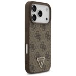 Guess Leather 4G Triangle Strass MagSafe case for iPhone 17 Pro brown - imagine 4