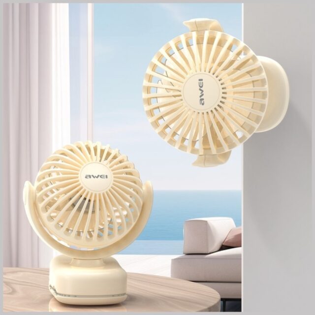 Mini desk fan AWEI F45 with clip 1200mAh white - imagine 4