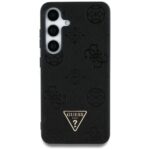 Case Guess Grained Hot Stamp Peony Pattern Triangle Logo MagSafe to Samsung Galaxy S25 black - imagine 3
