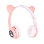 Extralink Kids Cat-Ear Wireless Headphones Pink | Wireless Headphones | Bluetooth 5.0, RGB Lighting - imagine 2