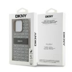 DKNY DKHCP15LPRTHSLE iPhone 15 Pro 6.1 inch beige hardcase Leather Mono Stripe & Metal Logo - imagine 8
