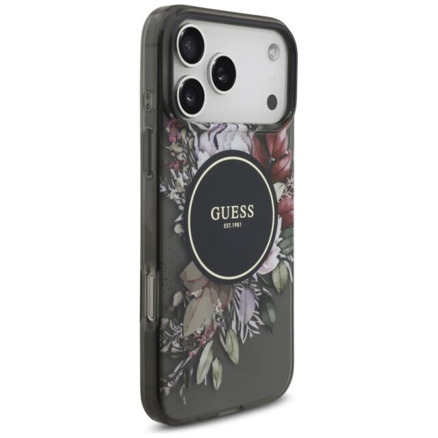 Guess IML Flowers Pearl Strap MagSafe case for iPhone 17 Pro Max black - imagine 4