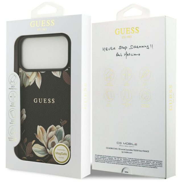 Guess Grained Flowers Classic Logo MagSafe case for iPhone 17 Pro Max black - imagine 8
