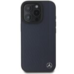 Mercedes MEHMP16X23RBGVV iPhone16 Pro Max 6.9" navy hardcase MB Wood Imitation Leather MagSafe - imagine 3