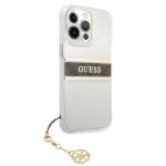 Guess GUHCP13LKB4GBR iPhone 13 Pro / 13 6,1" Transparent hardcase 4G Brown Strap Charm - imagine 4