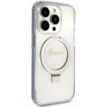 Guess GUHMP15LHRSGSD iPhone 15 Pro 6.1" transparent hardcase Ring Stand Script Glitter - imagine 4