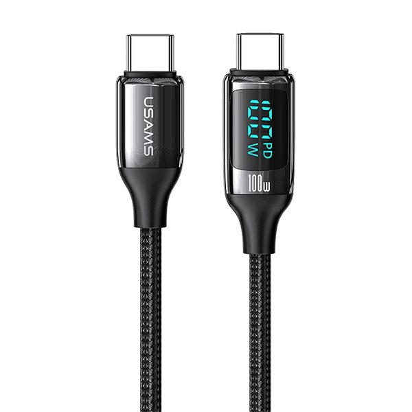 cps-991249a2ebca576446ac1f5174ebc17c-2025-12-07-08-32-42 USAMS braided cable U78 USB-C to USB-C LED 3m 100W Fast Charging black SJ559USB01 (US-SJ559) - imagine 1