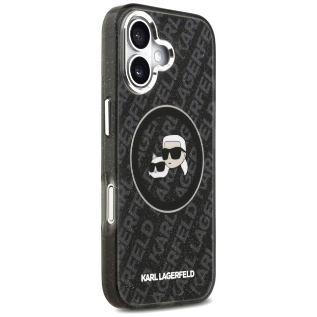 Case Karl Lagerfeld IML Glitter Karl &   Choupette Heads Logo MagSafe for iPhone 17 black - imagine 4