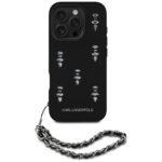 Case Karl Lagerfeld Saffiano Crystals w/Chain for iPhone 16 Pro Max black - imagine 2