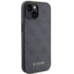 Guess GUHCP15SG4GFGR iPhone 15 / 14 / 13 6.1" grey hard case 4G Metal Gold Logo - imagine 4