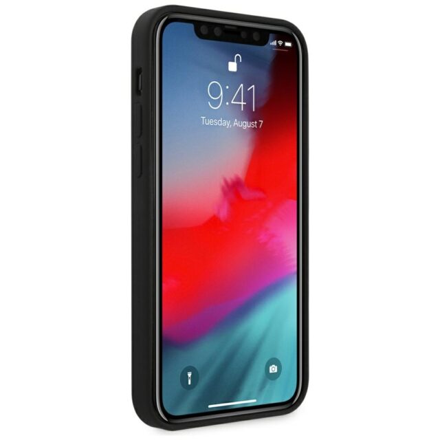 Guess GUHCP12SLSLMGBK iPhone 12 mini 5,4" black hardcase Silicone Script Gold Logo - imagine 9