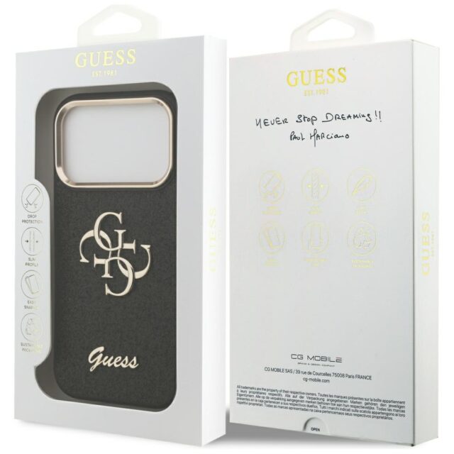 Guess Fixed Glitter Big 4G Metal Frame case for iPhone 17 Pro black - imagine 8