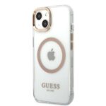 Guess GUHMP13MHTRMD iPhone 13 / 14 / 15 6.1" gold hard case Metal Outline Magsafe - imagine 2