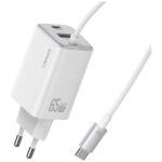 USAMS JC Series CC266 65W GaN Fast Charger 2xUSB-C 1xUSB-A White