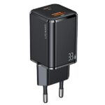 USAMS Wall Charger 1xUSB-C + 1xUSB T43 33W (only head) PD3.0 + QC3.0 Fast Charging black CC144TC01