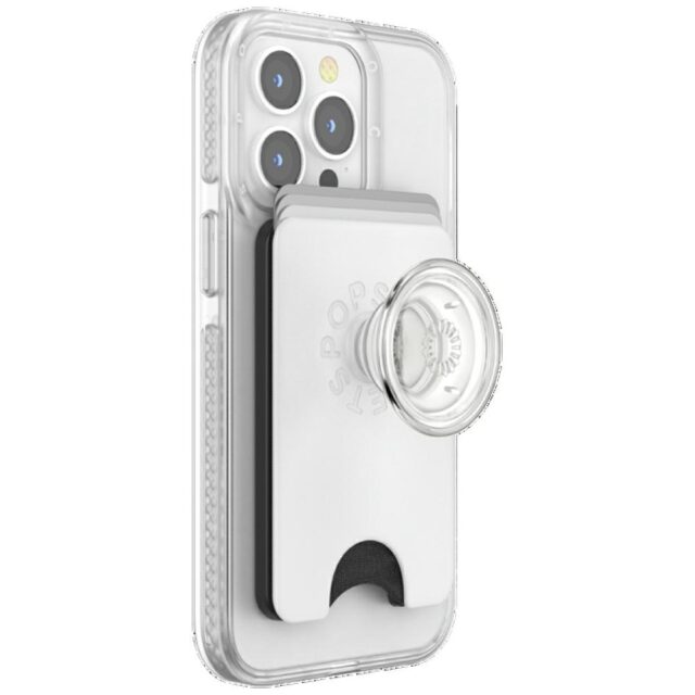 Uchwyt i podstawka do telefonu            z portfelem Popsockets PopWallet+ PopGrip PW+ MS G2 MagSafe biało-przezroczysty 806926 - imagine 4