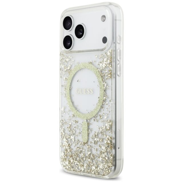 Guess Resin Bottom Glitter MagSafe case for iPhone 17 Pro Max gold - imagine 2
