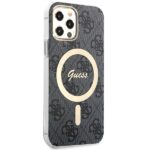 Guess Set GUBPP12MH4EACSK Case+ Charger iPhone 12/12 Pro /black hard case 4G Print MagSafe - imagine 4