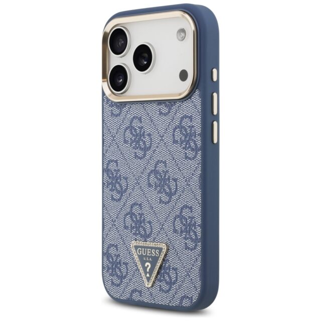Case Guess 4G Triangle Logo MagSafe for iPhone 17 Pro blue gold - imagine 2