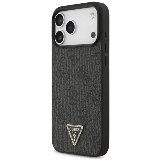Guess Leather 4G Triangle Strass MagSafe Case for iPhone 17 Pro Max black - imagine 2