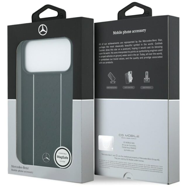 Mercedes Leather Star Pattern Stripes MagSafe Case for iPhone 17 Pro Max Black - imagine 8
