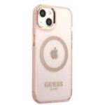 Guess GUHMP13MHTCMP iPhone 13 / 14 / 15 6.1" pink hard case Gold Outline Translucent MagSafe - imagine 4