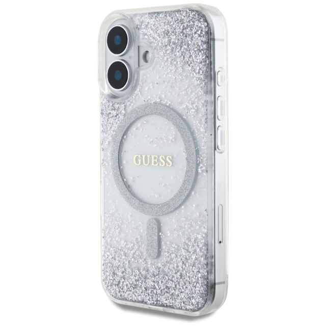 Case Guess HC Resin Bottom Glitter for iPhone 16 MagSafe silver - imagine 2