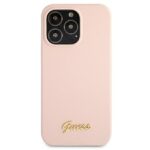 Guess GUHMP13XLSLMGLP iPhone 13 Pro Max 6,7" light pink hardcase Silicone Script Gold Log - imagine 4