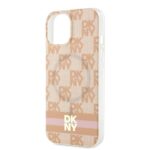 DKNY DKHMP15SHCPTSP iPhone 15 / 14 / 13 6.1 inch pink hardcase IML Checkered Mono Pattern & Printed - imagine 6