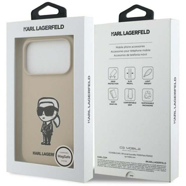 Case Karl Lagerfeld Silicone Karl Sketch & Logo MagSafe for iPhone 17 Pro brown - imagine 8