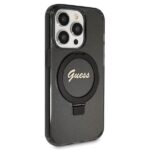 Guess GUHMP13XHRSGSK iPhone 13 Pro Max 6.7" black hardcase Ring Stand Script Glitter MagSafe - imagine 4