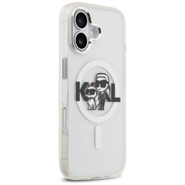 Karl Lagerfeld IML Glitter Karl & Choupette Sketch Logo MagSafe Case for iPhone 17 Clear - imagine 4