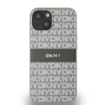 DKNY DKHCP14SPRTHSLE iPhone 14 / 15 / 13 6.1" beige hardcase Leather Mono Stripe & Metal Logo - imagine 3