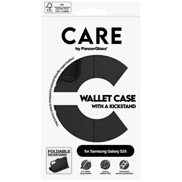 Etui CARE by PanzerGlass Feature Wallet  Kickstand Samsung Galaxy S25 black - imagine 5